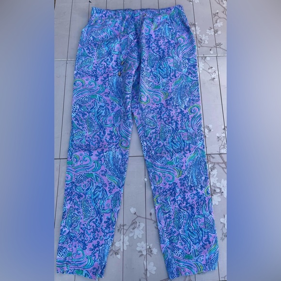 Lilly Pulitzer Blue and Purple Ankle-Length Cropped Pants - Picture 7 of 8